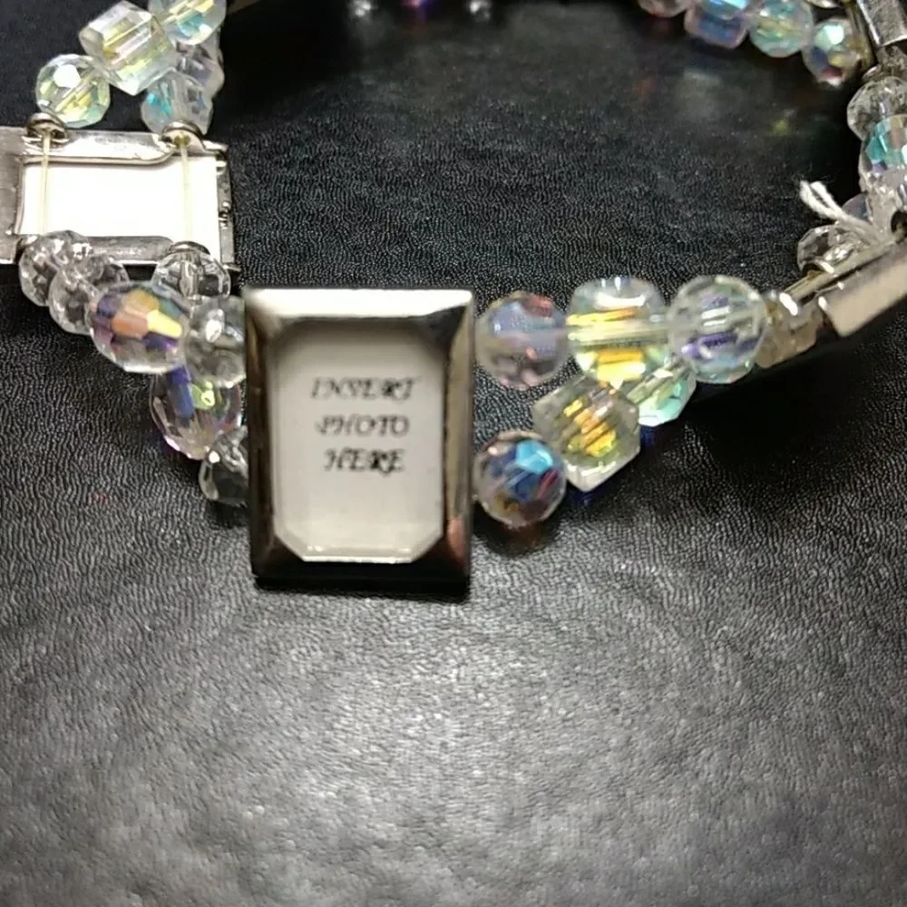 Cookie Lee photo bracelet with clear crystals 7.5